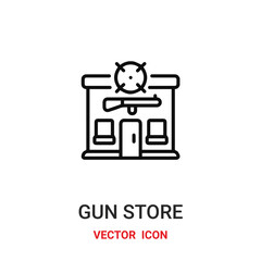 gun store icon vector symbol. gun store symbol icon vector for your design. Modern outline icon for your website and mobile app design.