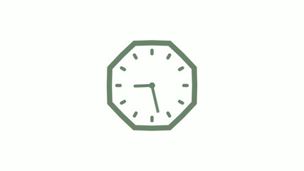 Green gray counting down clock icon on white background,clock icon