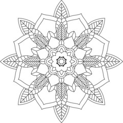 Fototapeta premium Easy Mandala coloring book simple and basic for beginners, seniors and children. Set of Mehndi flower pattern for Henna drawing and tattoo. Decoration in ethnic oriental, Indian style.