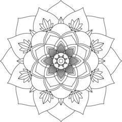Easy Mandala coloring book simple and basic for beginners, seniors and children. Set of Mehndi flower pattern for Henna drawing and tattoo. Decoration in ethnic oriental, Indian style.