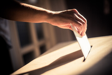 Conceptual image of a person voting during elections - obrazy, fototapety, plakaty