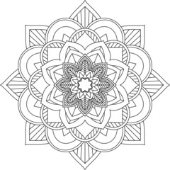 Easy Mandala coloring book simple and basic for beginners, seniors and children. Set of Mehndi flower pattern for Henna drawing and tattoo. Decoration in ethnic oriental, Indian style.