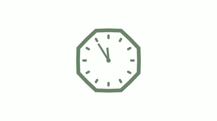 Green gray counting down clock icon on white background,clock icon