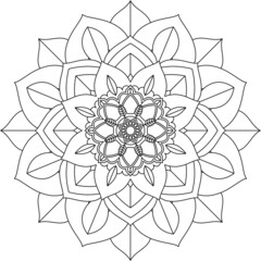 Easy Mandala coloring book simple and basic for beginners, seniors and children. Set of Mehndi flower pattern for Henna drawing and tattoo. Decoration in ethnic oriental, Indian style.