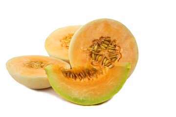 Half melon fruit isolate on White background