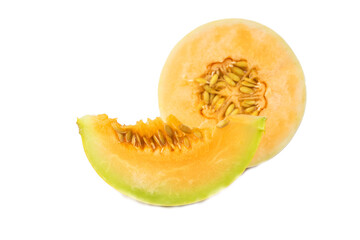 Half melon fruit isolate on White background