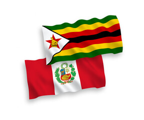 Flags of Zimbabwe and Peru on a white background