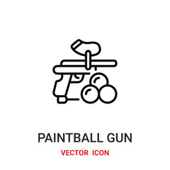 Obraz na płótnie Canvas paintball gun icon vector symbol. paintball symbol icon vector for your design. Modern outline icon for your website and mobile app design.