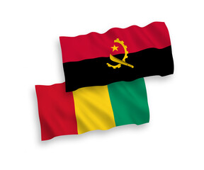 Flags of Guinea and Angola on a white background