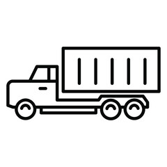 Container Truck icon. Isolated vector of construction equipment. 
Heavy equipment vehicles. Illustration of outline icon on white background. 
Perfect use for icons, web, patterns, designs, etc.