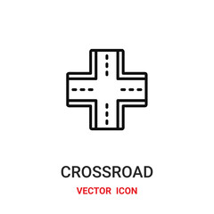 crossroad icon vector symbol. crossroad symbol icon vector for your design. Modern outline icon for your website and mobile app design.