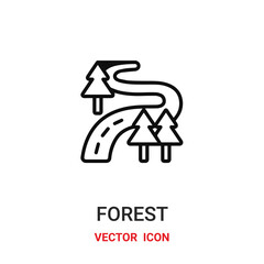 forest icon vector symbol. way symbol icon vector for your design. Modern outline icon for your website and mobile app design.