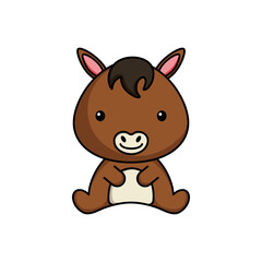 Cute business horse icon on white background. Mascot cartoon animal character design of album, scrapbook, greeting card, invitation, flyer, sticker, card. Flat vector stock illustration.