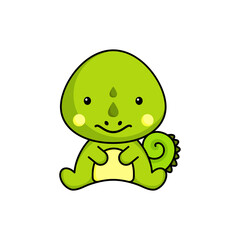 Cute business iguana icon on white background. Mascot cartoon animal character design of album, scrapbook, greeting card, invitation, flyer, sticker, card. Flat vector stock illustration.