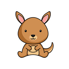 Cute business kangaroo icon on white background. Mascot cartoon animal character design of album, scrapbook, greeting card, invitation, flyer, sticker, card. Flat vector stock illustration.