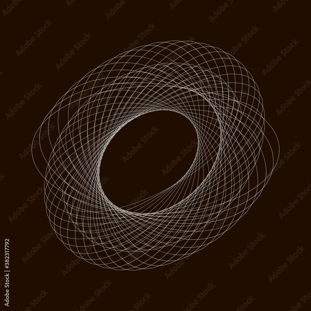 Wall mural spirograph abstract element on a black background.