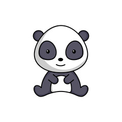 Cute business panda icon on white background. Mascot cartoon animal character design of album, scrapbook, greeting card, invitation, flyer, sticker, card. Flat vector stock illustration.