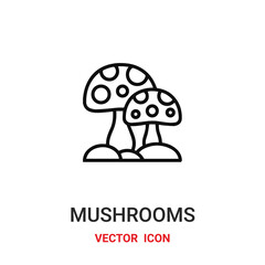 mushroom icon vector symbol. mushroom symbol icon vector for your design. Modern outline icon for your website and mobile app design.