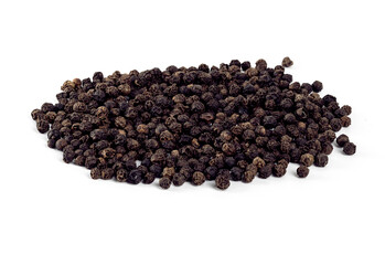 Black pepper was placed on a white background