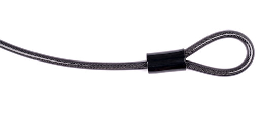 bicycle cable loops under lock isolated on white