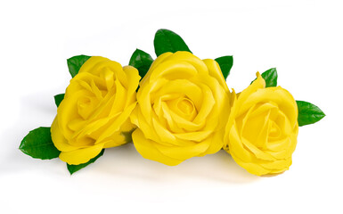 artificial yellow rose isolated on white background