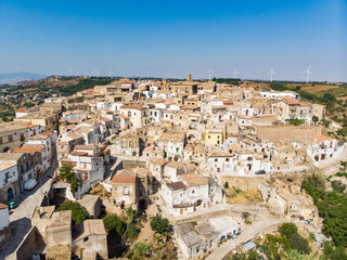 Fototapeta na wymiar Grottole, Matera, Basilicata, Italy: landscape of the old town on the hill and the countryside