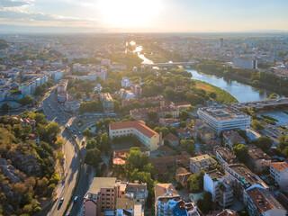 Naklejka premium sunset view of City of Plovdiv, Bulgaria