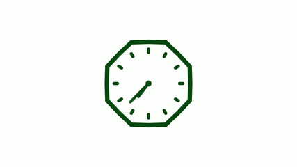 Counting down green dark clock icon on white background, Clock icon