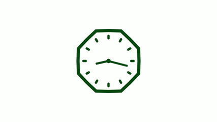 Counting down green dark clock icon on white background, Clock icon