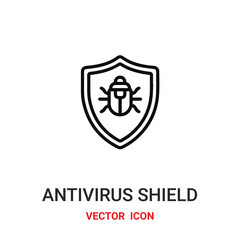 antivirus shield icon vector symbol. antivirus shield symbol icon vector for your design. Modern outline icon for your website and mobile app design.
