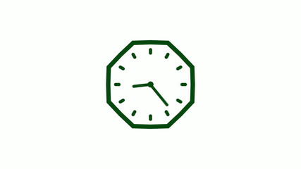 Counting down green dark clock icon on white background, Clock icon