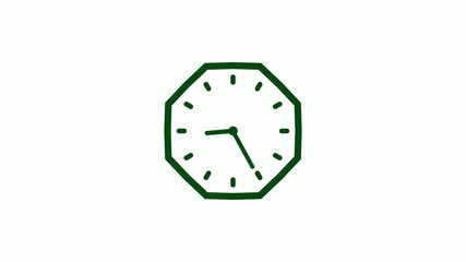 Counting down green dark clock icon on white background, Clock icon