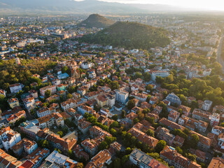 Obraz premium sunset view of City of Plovdiv, Bulgaria