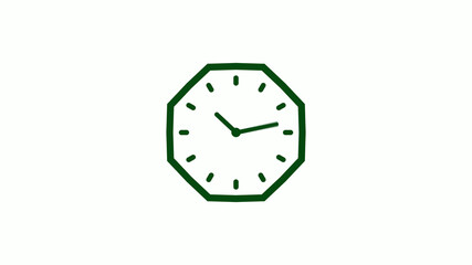 Counting down green dark clock icon on white background, Clock icon