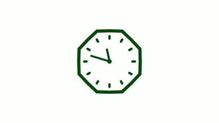Counting down green dark clock icon on white background, Clock icon