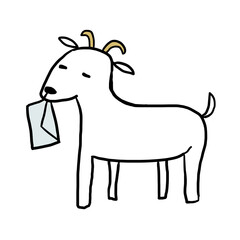 手紙を食べる白いヤギ