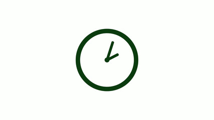 Green dark 12 hours circle clock icon on white background,clock icon,new clock icon