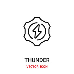 thunder icon vector symbol. gear symbol icon vector for your design. Modern outline icon for your website and mobile app design.