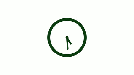 Green dark 12 hours circle clock icon on white background,clock icon,new clock icon