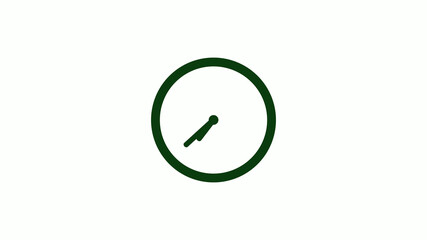 New green dark circle 12 hours clock icon on white background,clock icon