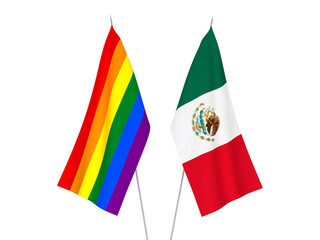 Rainbow gay pride and Mexico flags