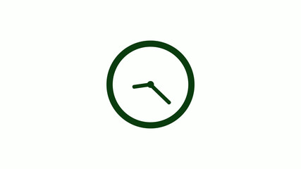 New green dark circle 12 hours clock icon on white background,clock icon