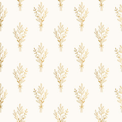 Golden floral pattern. Hand drawn style. Vector illustration.