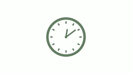 Green gray circle counting down clock icon on white background,clock icon
