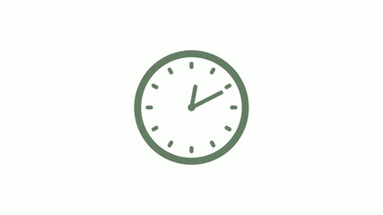 Green gray circle counting down clock icon on white background,clock icon