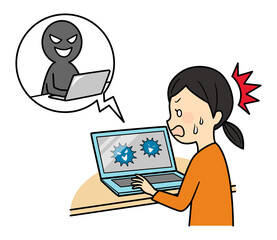 illustration of pc with computer virus