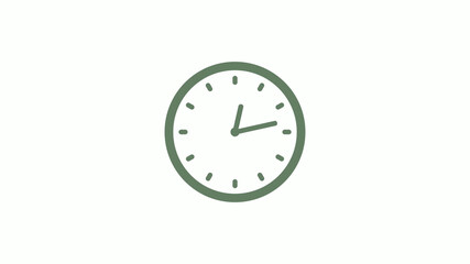 Green gray circle counting down clock icon on white background,clock icon