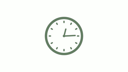 Green gray circle counting down clock icon on white background,clock icon
