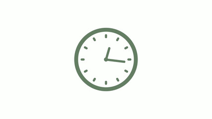 Green gray circle counting down clock icon on white background,clock icon