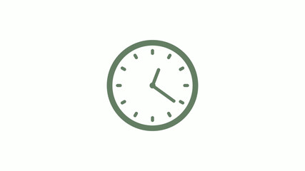 Green gray circle counting down clock icon on white background,clock icon